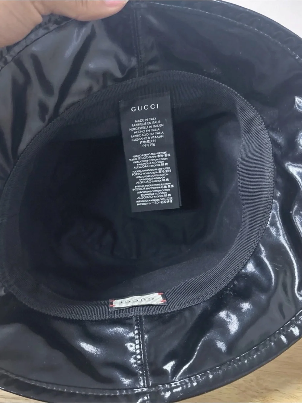 Gucci Black Logo-Print Bucket Hat Sz M